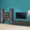 TV-wandmeubel voor woonkamer, grijs hout met 2 vitrinekasten en boekenplanken Onir RT Aanbieding