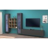 TV-wandmeubel voor woonkamer, grijs hout met 2 vitrinekasten en boekenplanken Onir RT Korting