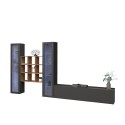 TV-wandmeubel voor woonkamer, grijs hout met 2 vitrinekasten en boekenplanken Onir RT Aanbod