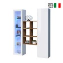 Armoire de salon blanche avec vitrine et bibliothèque Teret WH Vente