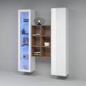 Armoire de salon blanche avec vitrine et bibliothèque Teret WH Remises
