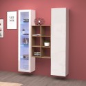 Armoire de salon blanche avec vitrine et bibliothèque Teret WH Promotion
