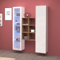 Armoire de salon blanche avec vitrine et bibliothèque Teret WH Promotion