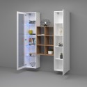 Armoire de salon blanche avec vitrine et bibliothèque Teret WH Réductions