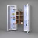 Meuble TV de salon 2 bibliothèques en bois blanc Kesia WH Remises