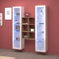Meuble TV de salon 2 bibliothèques en bois blanc Kesia WH Promotion