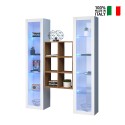 Meuble TV de salon 2 bibliothèques en bois blanc Kesia WH Vente