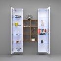 Meuble TV de salon 2 bibliothèques en bois blanc Kesia WH Réductions