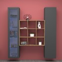 Moderne zwevende wandmeubel kast boekenkast vitrine zwart Tilla RT Korting