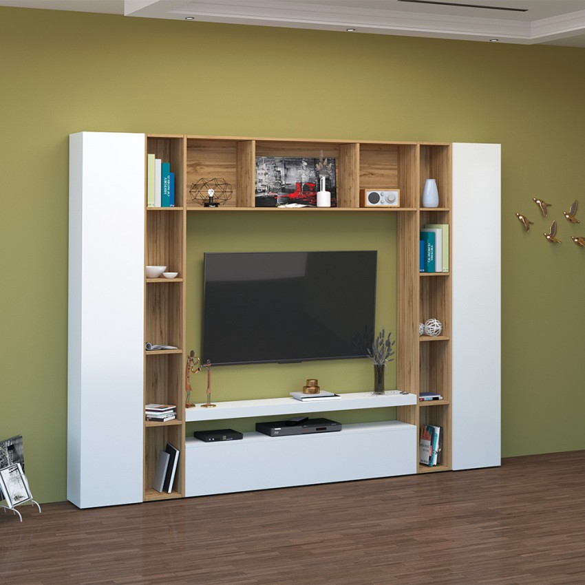Witte houten wandmeubel tv-meubel kasten boekenkast Arkel WH Aanbieding Witte houten wandmeubel tv-meubel kasten boekenkast Arkel WH Aanbieding
