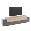 Moderne TV-meubel zwart en hout, 4 vakken, 3 deuren, 200 cm Corona Low Cyt Aanbod