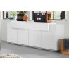 Buffet de cuisine et salon moderne blanc 200cm 4 placards Corona Side Lacq Réductions