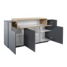 Moderne woonkamer dressoir met 3 vakken 160 cm zwart en hout Corona Side Hound Korting