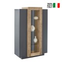 Moderne zwarte en houten hoge vitrine voor woonkamer 80x120cm Corona Hound Verkoop