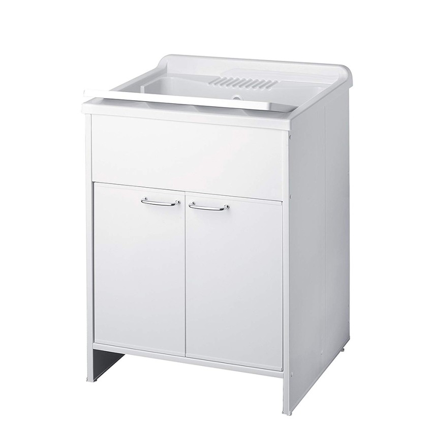 Mobiele wasbak voor bijkeuken met plank 2 deuren 60x50cm 9002K Negrari Aanbieding