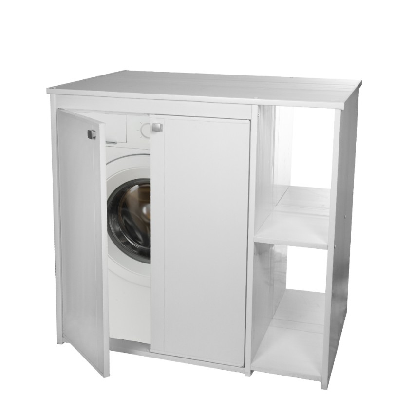Witte PVC wasmachine ombouwkast voor buiten met 2 vakken 5012PRO Negrari Aanbieding Witte PVC wasmachine ombouwkast voor buiten met 2 vakken 5012PRO Negrari Aanbieding