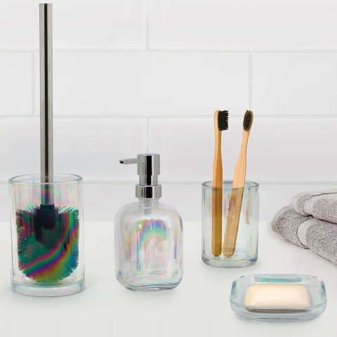 Badkameraccessoires set glazen tandenborstelhouder glazen zeepbakje Opaal Aanbieding