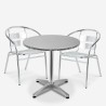 Table ronde 70cm + 2 chaises en aluminium pour bar et jardin extérieur Fizz Promotion