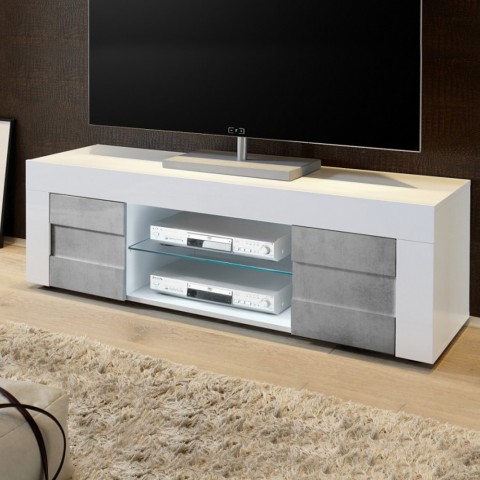 Wit grijs woonkamer TV meubel 2 deuren Wireburn Petite Easy Aanbieding