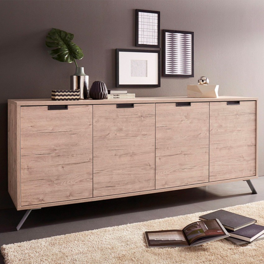 Buffetkast woonkamer dressoir 4 deuren opbergruimte 206cm hout Kalua Palma Aanbieding