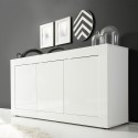 Witte glanzende dressoir 3 deuren woonkamermodel 160cm Modis Wh Basic Kortingen