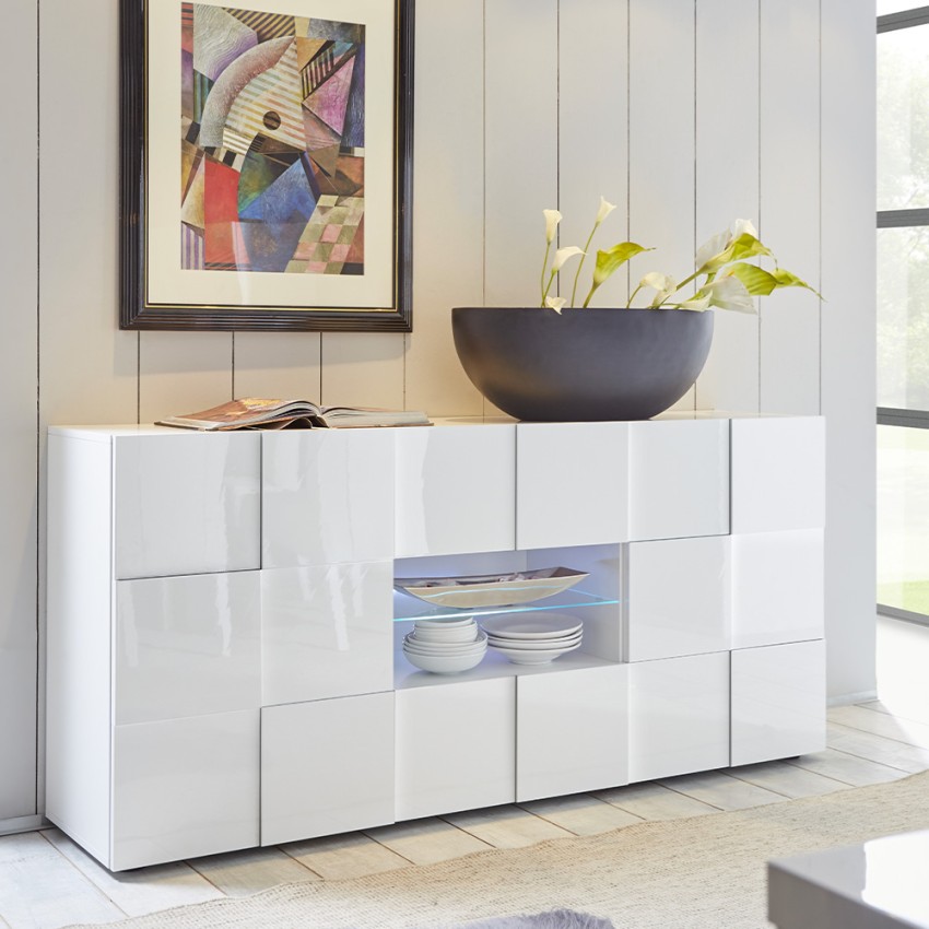 Witte glanzende dressoir eetkamer 2 deuren 2 lades Dama Wh M Aanbieding Witte glanzende dressoir eetkamer 2 deuren 2 lades Dama Wh M Aanbieding