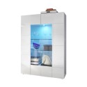 Vitrine à 2 portes en verre blanc brillant moderne salon 121 x 166 cm Murano Wh Offre