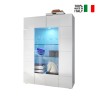 Vitrine à 2 portes en verre blanc brillant moderne salon 121 x 166 cm Murano Wh Vente