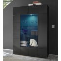 Moderne antracietkleurige vitrinekast 121x166cm met 2 glazen deuren Murano Rt Voorraad