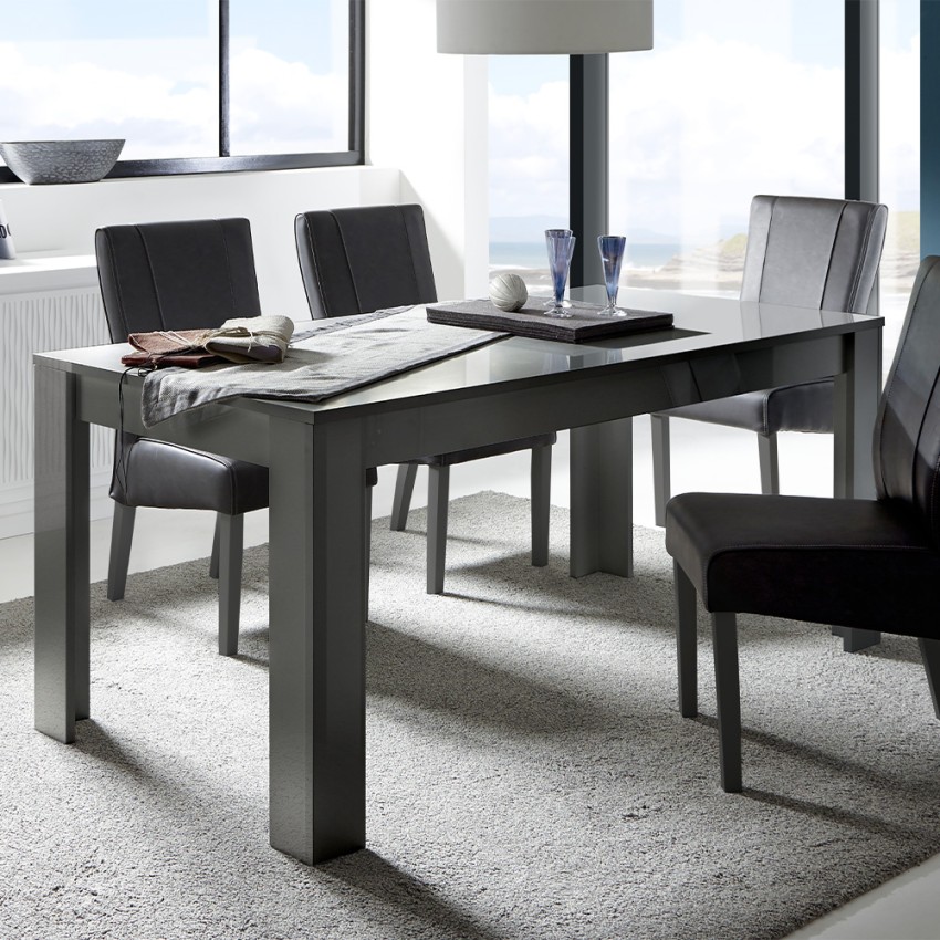 Moderne eettafel 180x90cm glanzend antraciet Pandor Dama Aanbieding