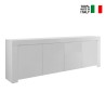 Buffet 4 portes salon 210 cm en bois blanc brillant Amalfi Wh XL Vente