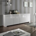 Buffet 4 portes salon 210 cm en bois blanc brillant Amalfi Wh XL Remises