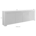 Buffetkast 4 deuren woonkamer 210cm wit glanzend hout Amalfi Wh XL Kortingen