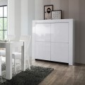 Keukendressoir hoog met 4 deuren wit glanzend Moyen Amalfi Aanbieding