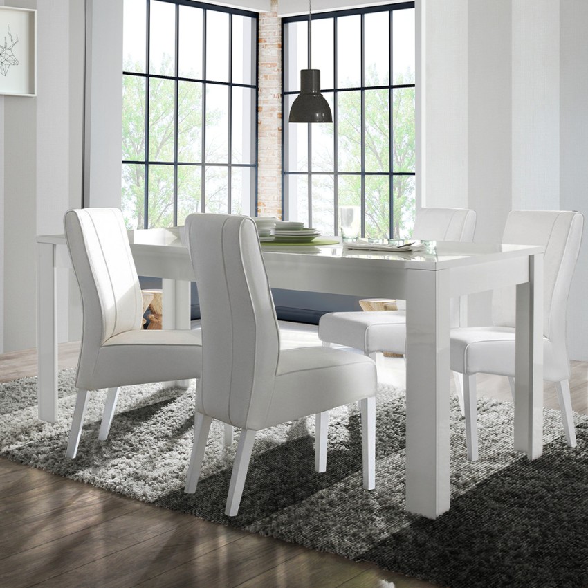 Uitschuifbare moderne witte glanzende tafel 90x137-185cm Lit Amalfi Aanbieding Uitschuifbare moderne witte glanzende tafel 90x137-185cm Lit Amalfi Aanbieding