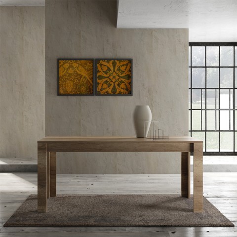 Table cuisine salle à manger design 180 x 90 cm bois chêne Even Land Promotion