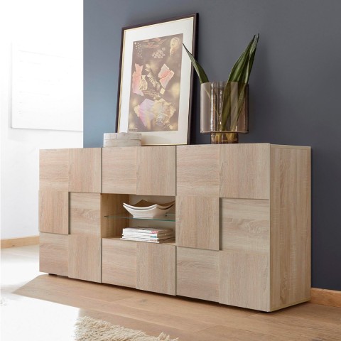 Buffet de salon 2 portes 2 tiroirs en bois design moderne Dama Sm Promotion