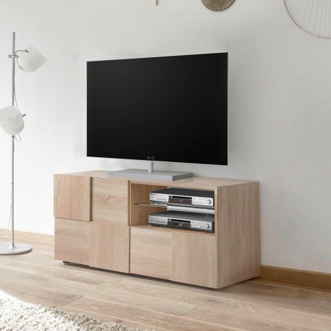 121cm eikenhouten TV-meubel met deur en lade Petite Sm Dama Aanbieding
