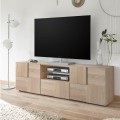 TV-meubel met 2 deuren en lade in hout, schaakbordontwerp Tecum Sm Dama Aanbieding