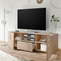 Meuble TV 2 portes tiroir bois design à carreaux Tecum Sm Dama Réductions