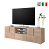 Meuble TV 2 portes tiroir bois design à carreaux Tecum Sm Dama Vente