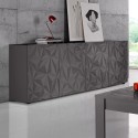 Buffet contemporain 241cm 4 portes gris brillant Prisma Rt XL Réductions