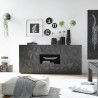 Buffet moderne 2 portes 2 tiroirs gris brillant 181 cm Prisma Rt M Promotion