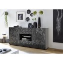 Buffet moderne 2 portes 2 tiroirs gris brillant 181 cm Prisma Rt M Réductions