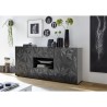 Buffet moderne 2 portes 2 tiroirs gris brillant 181 cm Prisma Rt M Réductions