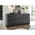 Moderne grijze glanzende dressoir met 3 deuren voor keuken en woonkamer Prisma Rt S Kortingen