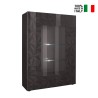 Vitrine salon 2 portes gris brillant design moderne 121x166cm Ego Rt Vente