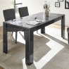 Table de salle à manger moderne gris brillant 180x90 cm Uxor Prisma Promotion