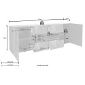 Moderne witte hoogglans dressoir met 2 deuren en 4 lades 241cm Prisma Wh L Model