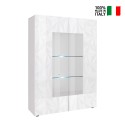 Vitrine moderne blanche brillante 2 portes en verre salon 121x166cm Ego Wh Vente